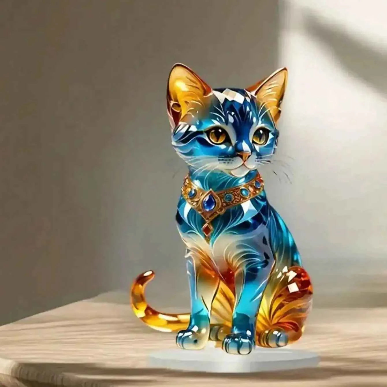 Elegant exotic cat table decoration sculptures, home and office decorations, classic animal themed Thanksgiving decorations。