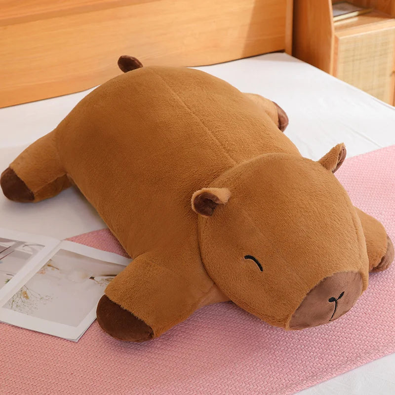 Giant Kawaii Capybara Plush Floor Mat – Soft Capybara Plush Rug & Hug Pillow