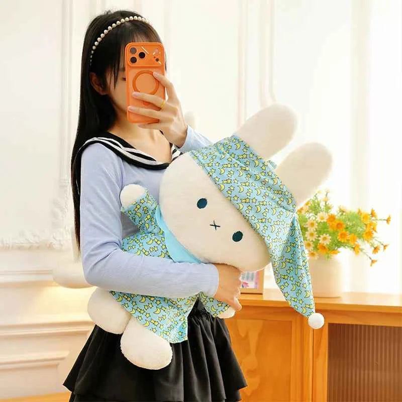 Kawaii Pajamas White Bunny Plush Toy – Soft Stuffed Rabbit Sleeping Pillow Cuddle Doll (40–80cm)