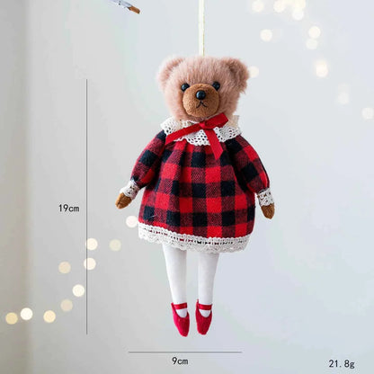 Cute Plush Bird/Bear Couple Christmas Tree Hanging Pendant - Handcrafted Xmas Ornament