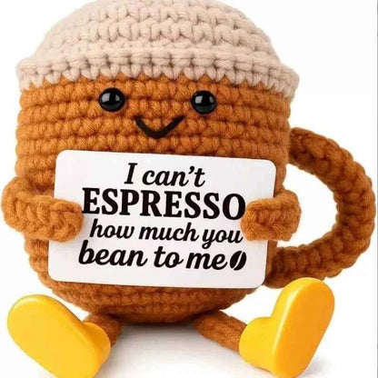 Funny Crochet Emotional Support Coffee Doll Card Desktop Coffee Cup 02