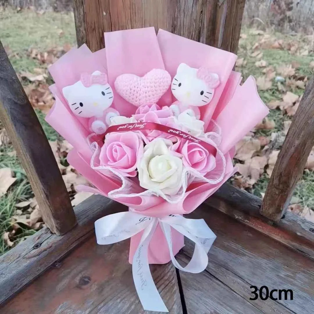 Kawaii Sanrio Plush Bouquet (11.8 in) - Hello Kitty/Kuromi/My Melody/Cinnamoroll Gift