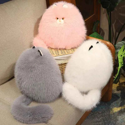 Fluffy Cat Plush Toy – Soft Stuffed Cat Pillow