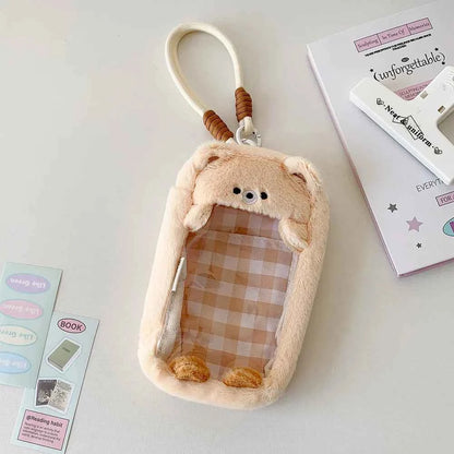 Cartoon Window Storage Bag Handle Walking Handbag Phone Bag Brown