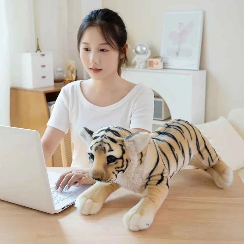 39cm-49cm Realistic Wild Animal Series Plush Toys Cute Fluffy Stuffed Tiger Lion Leopard Doll Cushion Funny Birthday Gift
