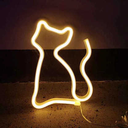 Cute Cat Neon Light Sign (9.3-10.8 in) - LED Wall Decoration for Girls Bedroom