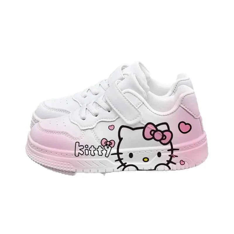 2025 New Hello Kitty Girls Low Top White Sneakers Cute Cartoon Casual Shoes Fashion Canvas Shoes For School Kids Wholesale