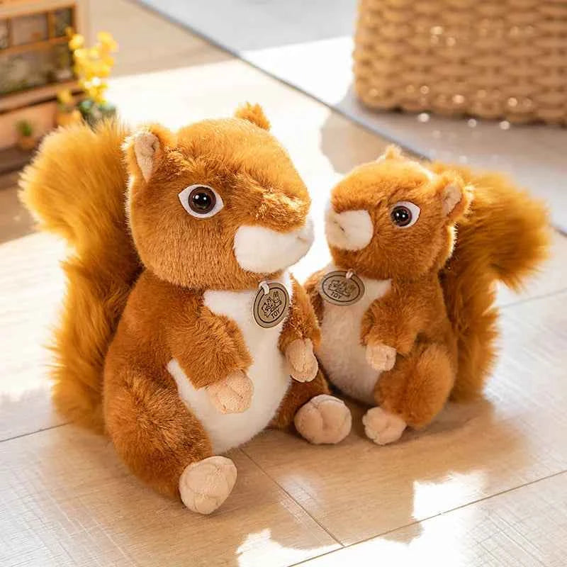 Adorbale Furry Hair Big Umbrella Tail Plush Toy Realistic Squirrel Cute Soft Stuffed Animals Doll Pillow For Girls Children Gift