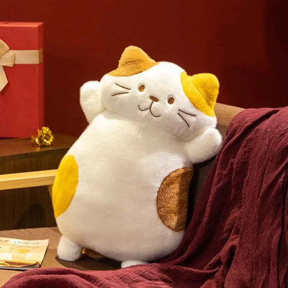42cm/60cm Kawaii Big Fat Belly Calico Cat Plush Toys Stuffed Soft Long Animal Cat Pillow Nap Cushion Birthday Gift for Kids