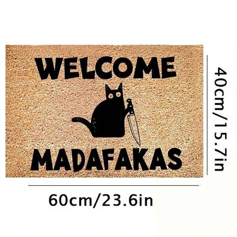 Black Cat Welcomes Madafakas Printed Doormat Home Decor Fun FSJR 40x60cm 16x24inch
