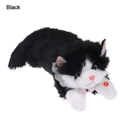 Kawaii Simulation Ragdoll Cat Plush Doll - Soft Lifelike Voiced Kitten Toy and Gift in 11 Colors, 40cm Black-with Bib