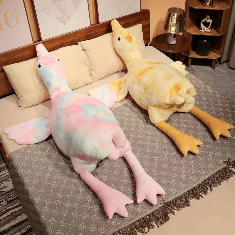 Giant Colorful Goose Plush Pillow – 130cm Long Stuffed Hug Cushion