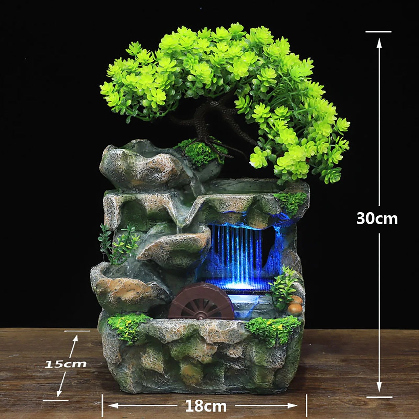 Kawaii Desktop Waterfall Fountain – LED Color Changing Zen Decor