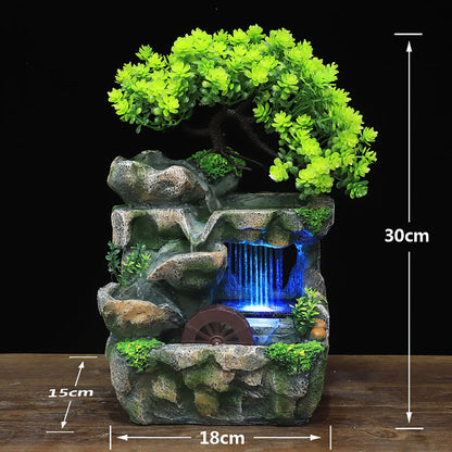 Kawaii Desktop Waterfall Fountain – LED Color Changing Zen Decor