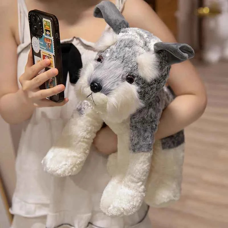 Cute Schnauzer Plush Toy – Soft Stuffed Dog Doll in Multiple Sizes