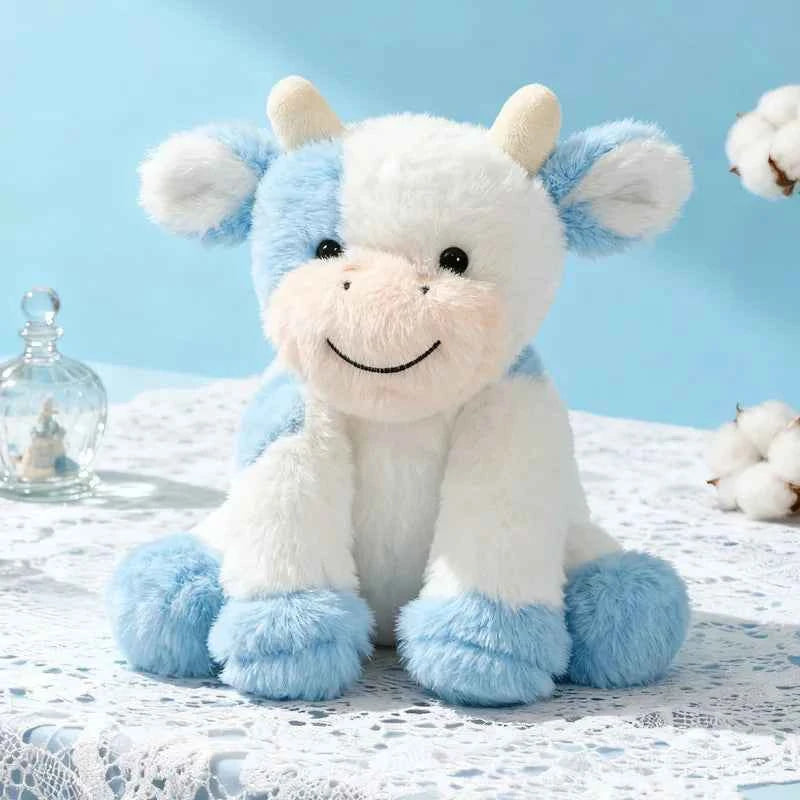Kawaii Sitting Cow Plush Doll - Soft Stuffed Animal Sleep Companion and Gift, 4 Colors