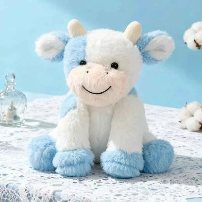 Kawaii Sitting Cow Plush Doll - Soft Stuffed Animal Sleep Companion and Gift, 4 Colors