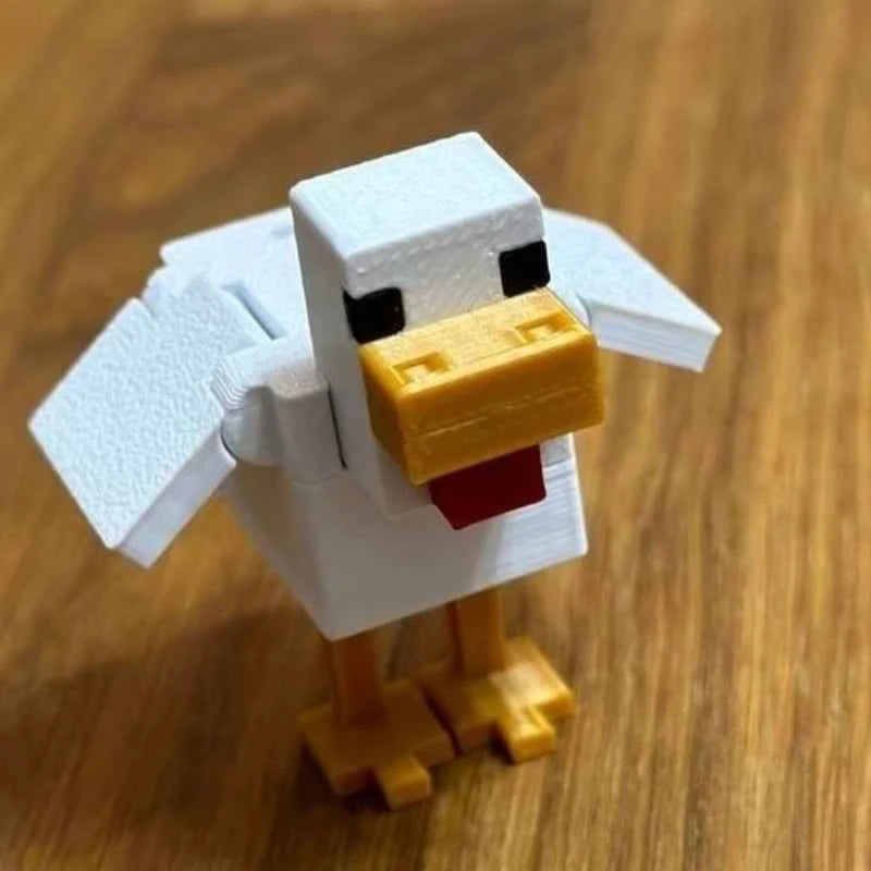 1/2/5Pcs 3D Printed Plastic Pixel Chicken Figurine Toy MC Chicken