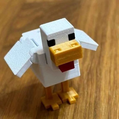 1/2/5Pcs 3D Printed Plastic Pixel Chicken Figurine Toy MC Chicken