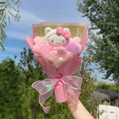 Kawaii Hello Kitty Plush Bouquet (23.6 in) - Cartoon KT Cat Stuffed Animal Gift