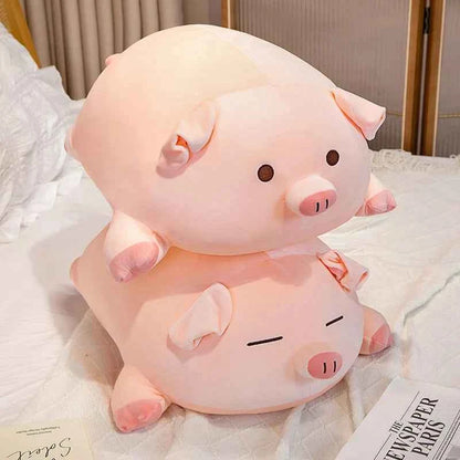 Kawaii Pink Piglet Plush Toy – Soft Stuffed Pig Sleeping Pillow in Open & Close Eye (40–80cm)