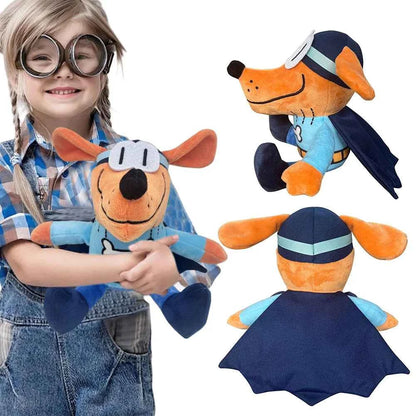 Dog Man Detective Dog Plush Toy - Fluffy PP Cotton Cartoon Baby Toy (8-10 Inches)