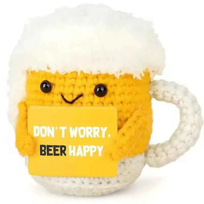 Funny Crochet Emotional Support Coffee Doll Card Desktop beer
