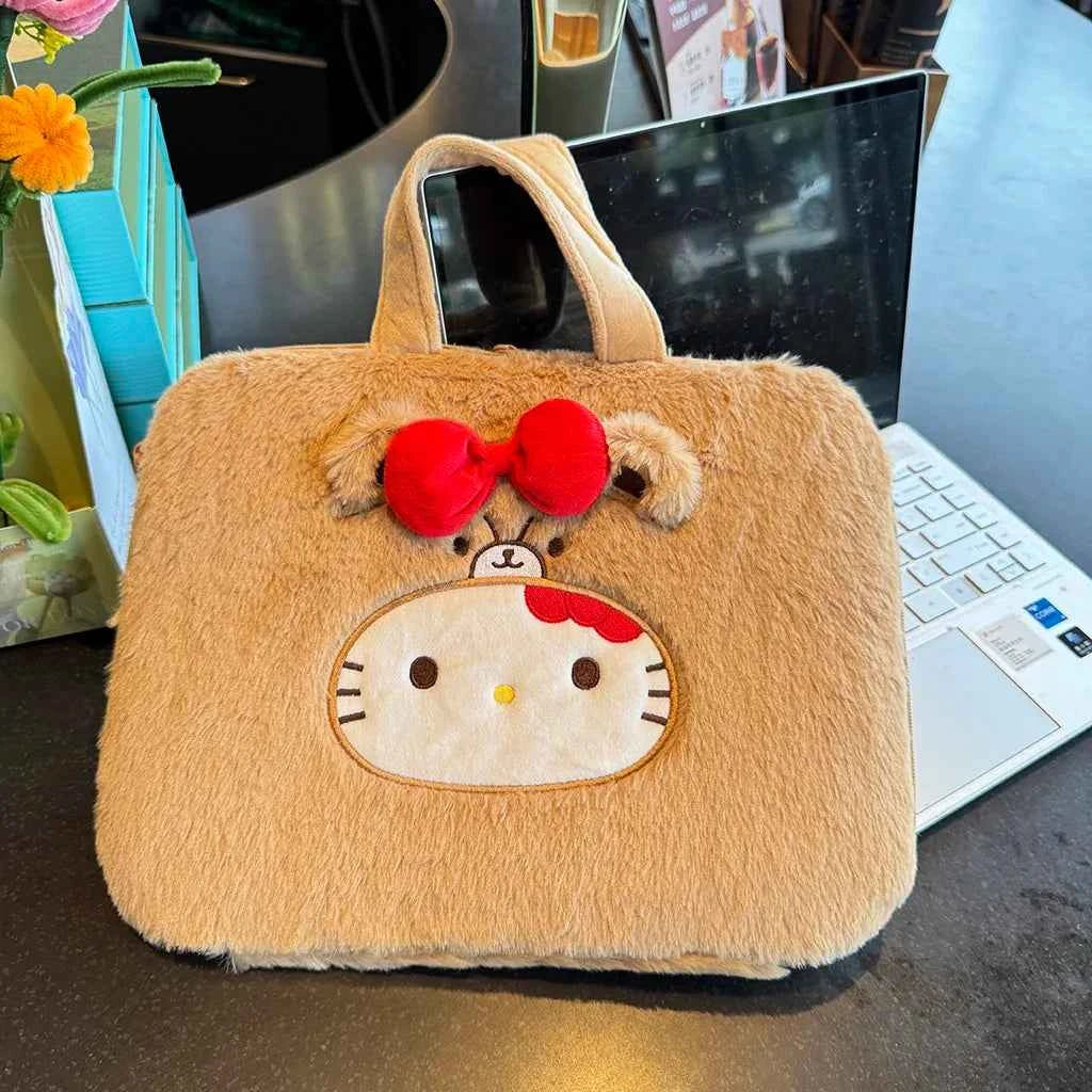 Hello Kitty Plush Laptop Bag with Handle - Protective Case for Notebook Computer (13-16 inches)