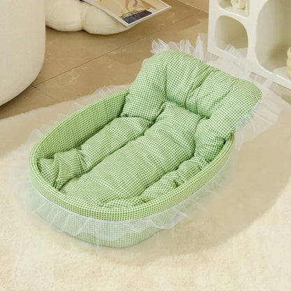 Cat Nest Macaroon Colour Small Dog Kennel Removable Washable Four Seasons Universal Soft Warm Dopamine Cats Nests Pet Products Green China Mainland