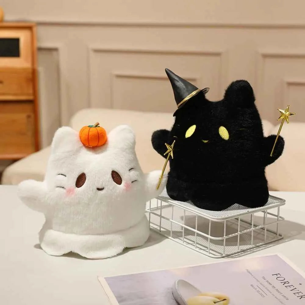 Kawaii Halloween Ghost Cat & Long-Eared Rabbit Plush – 20 cm