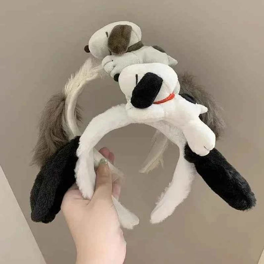 Snoopy Plush Ear Headband – Cute Furry Cosplay Hair Accessory 2pcs