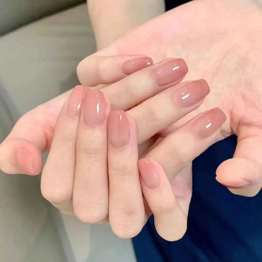 24Pcs Pink French Cartoon Snail Press-On False Nails