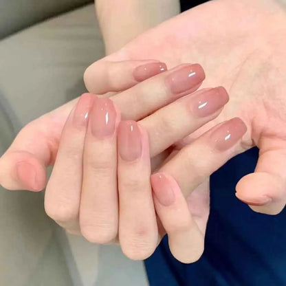 24Pcs Pink French Cartoon Snail Press-On False Nails