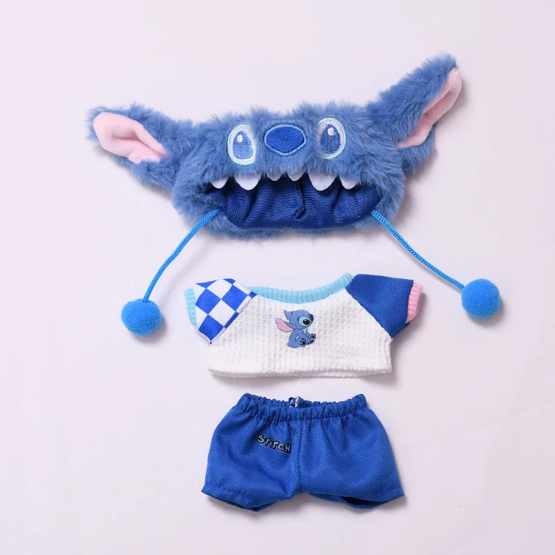 Labubu Doll Clothes (6.7 in) - Cute Stitch Cartoon Plush Set Accessory Gift