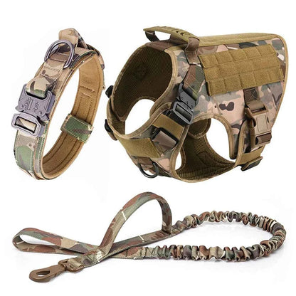 Heavy-Duty No-Pull Dog Harness and Leash Set - Tactical Training Vest for Medium & Large Dogs (German Shepherd, Malinois)