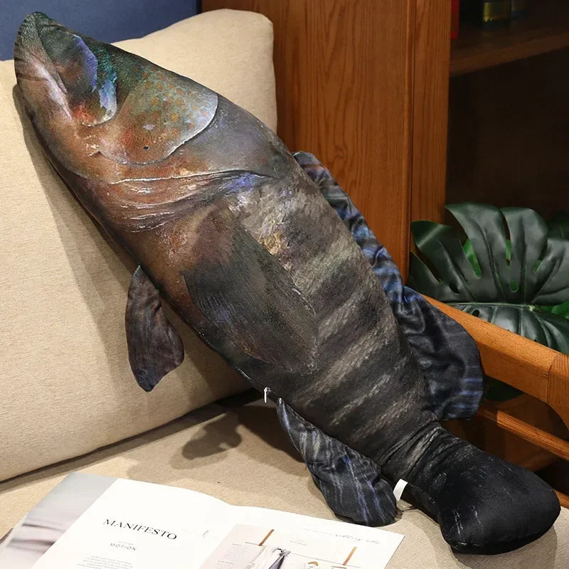 Kawaii 3D Simulation Fish Plush Pillow – Realistic Stuffed Tuna, Salmon, Grouper & More Grouper