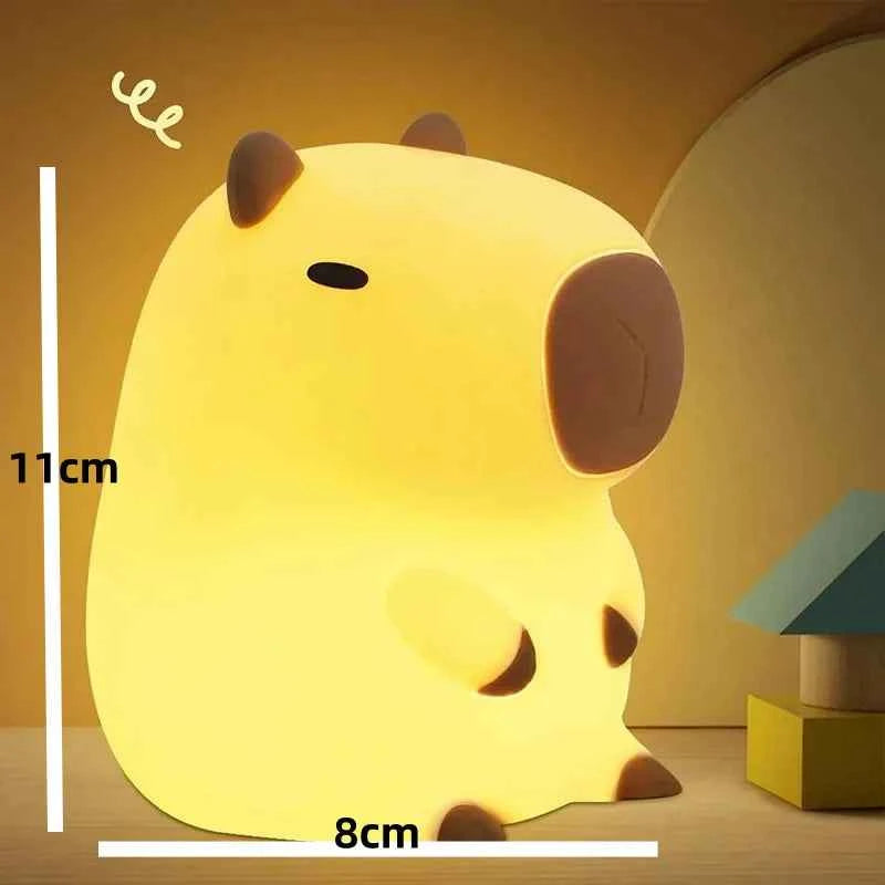 Kawaii Capybara Night Light - Cute Cartoon Silicone Creative Bedside Sleep Lamp