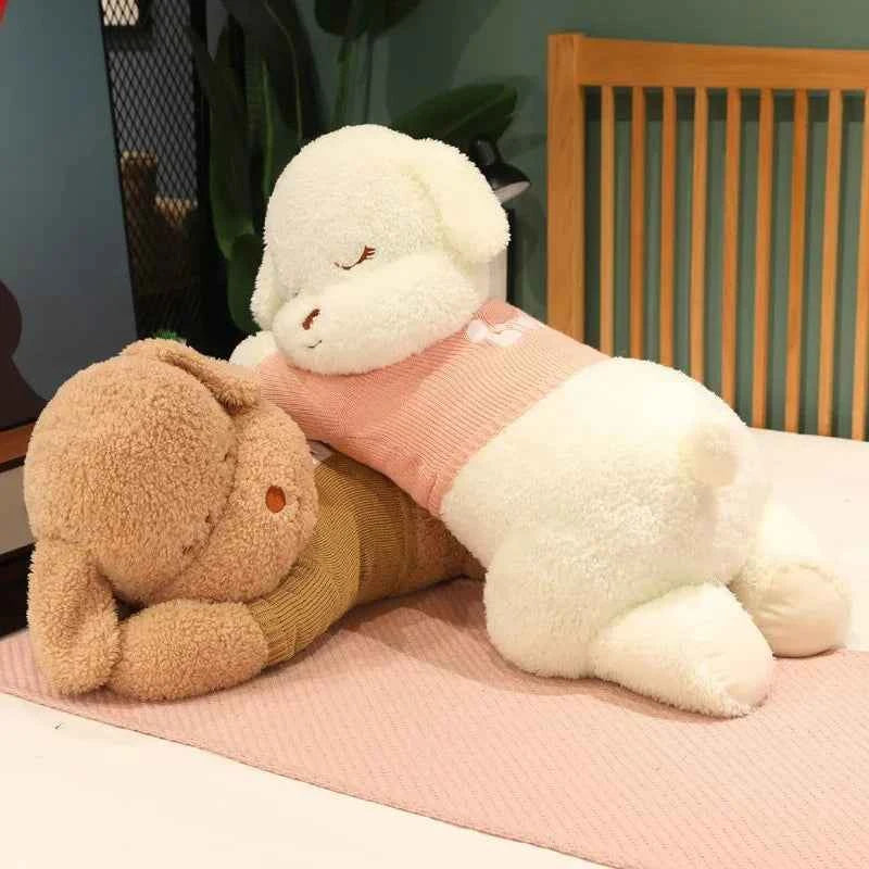 Giant Lying Dog Plush Toy – Soft Sweater Puppy Body Pillow