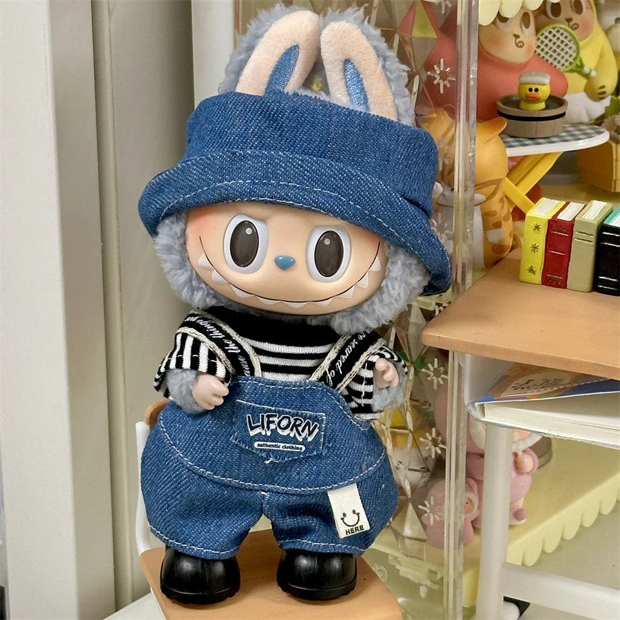 New Labubu Doll Clothes (6.7 in) - Cool Kpop Idol Outfit for V1 V2 Accessories Gift