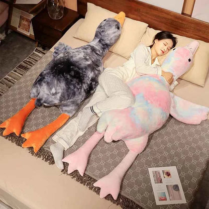 Giant Colorful Goose Plush Pillow – 130cm Long Stuffed Hug Cushion