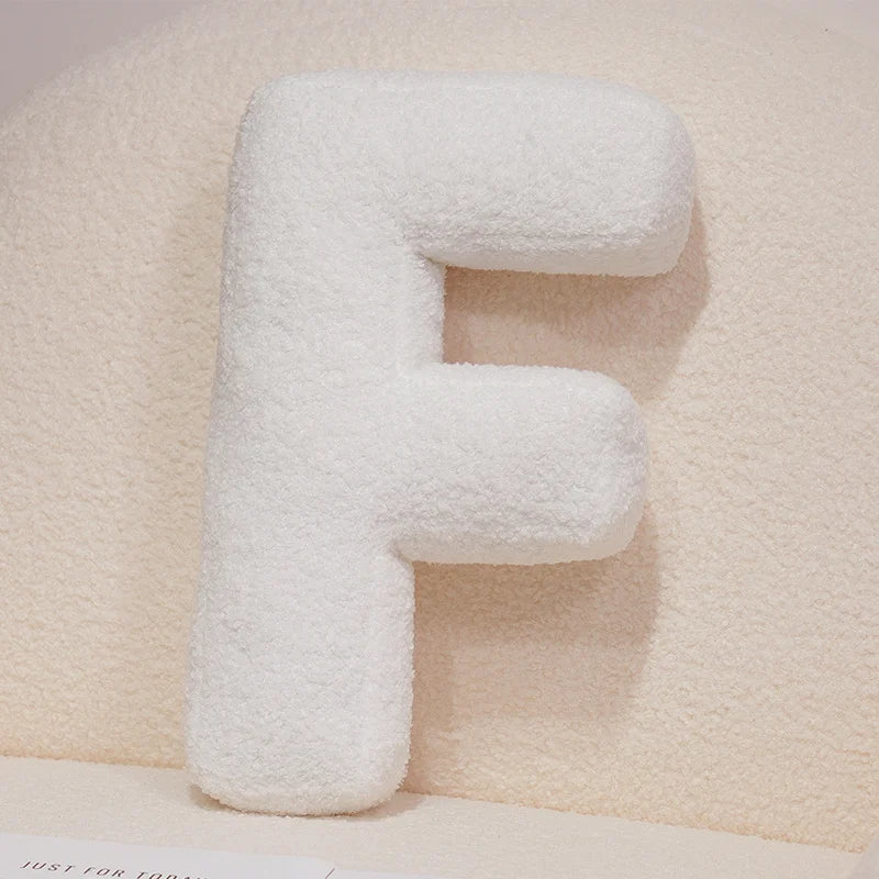 Kawaii English Letter Plush Pillow – Soft Stuffed Alphabet Sofa Cushion & Kids Learning Toy (A–Z + Heart) F