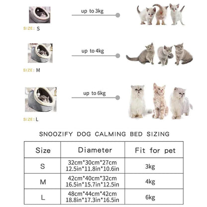Snoozify Calming Cat/Dog Bed (Up to 18.8 in) - Cozy Semi-Enclosed Nest