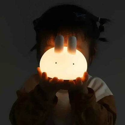 Kawaii Soft Silicone Bunny Night Light (4.6 in) - Rechargeable Timer Lamp