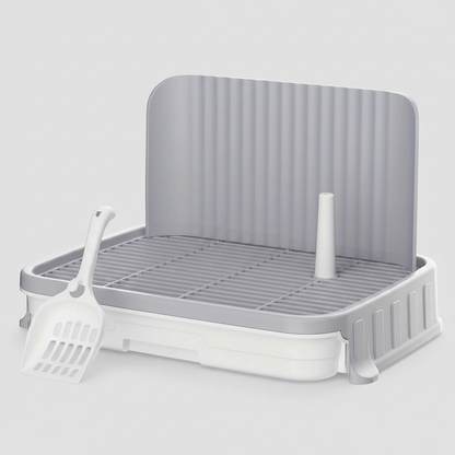 Indoor Dog Potty Training Tray – No Leak Design with High Protection Wall Grey