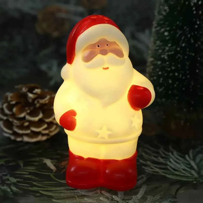 Cute LED Christmas Night Light (5.0 in) - Santa/Snowman Bedside Holiday Ornament
