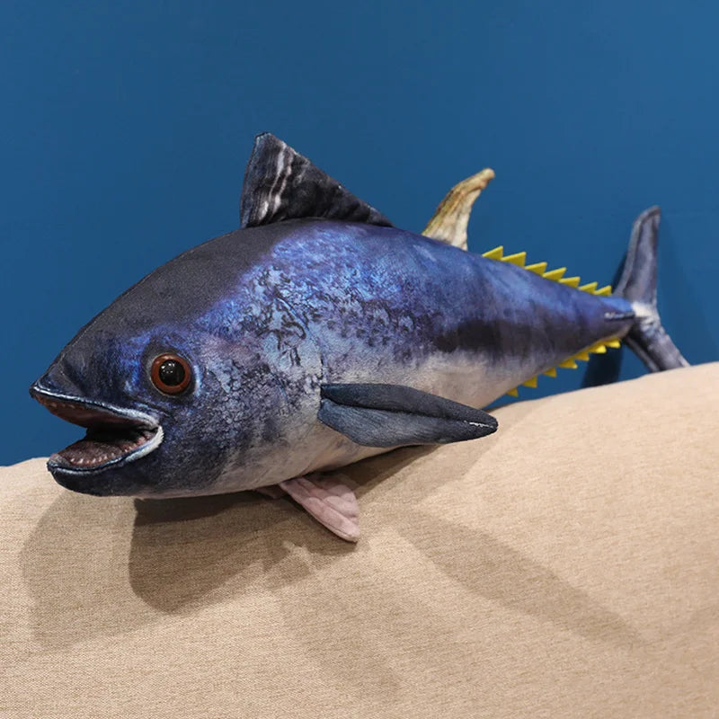 Realistic Tuna Fish Plush Pillow – Soft Stuffed Tuna Body Cushion