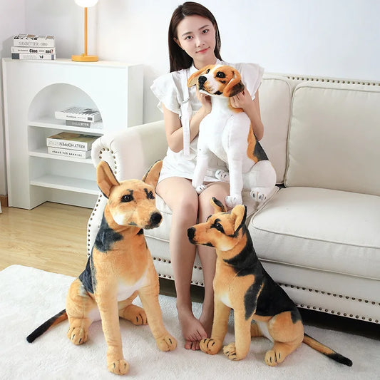 Realistic Sitting Dog Plush Toy – Rottweiler, Beagle, German Shepherd & Dalmatian