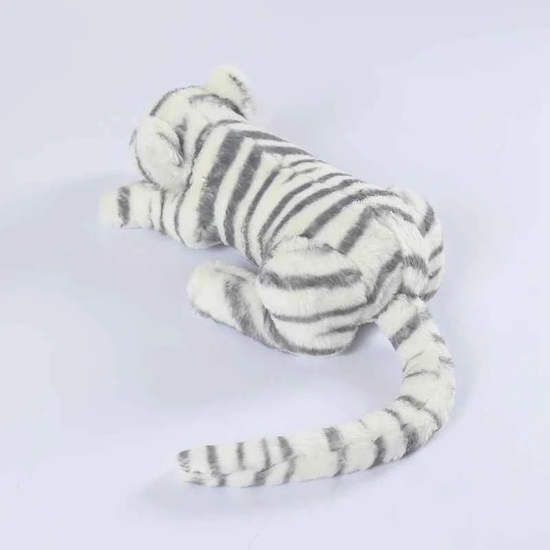 Cute Lifelike Lying Snow Tiger Stuffed Plush Toys Soft White Simulation Animals Tigers Plushies Doll Birthday Gifts