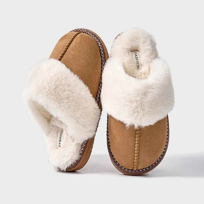 Fashion Leopard Fluffy House Slippers - Women's Warm Fur Collar Indoor Flat Sandals