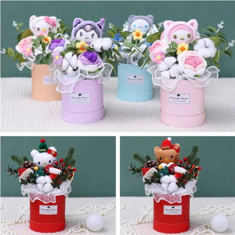 Sanrio Plush Bouquet (11.8-13.8 in) - My Melody/Kuromi/Cinnamoroll Hug Bucket Gift